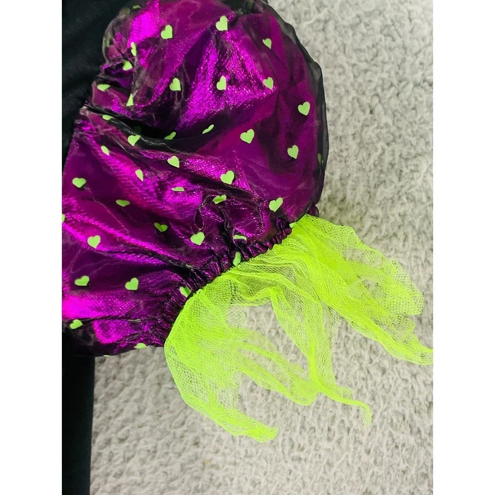 Witch Costume Halloween‎ Dress Girls Size S (6/6X) Purple Black Green Heart Belt